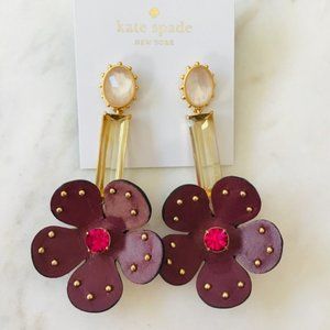 KATE SPADE Leather Flower Statement Earrings